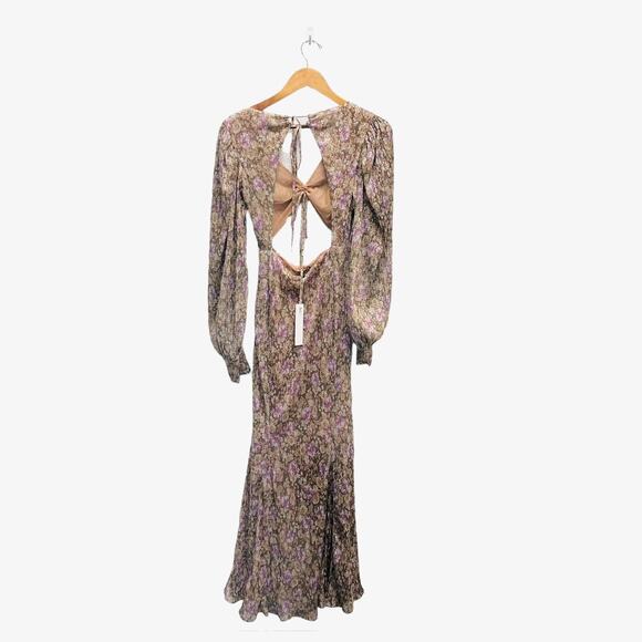 NWT For Love and Lemons Wynne Maxi Dress Metallic Women’s Size Small - Picture 8 of 9